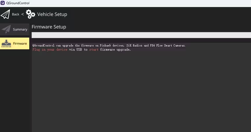 QGroundControl Firmware 页面