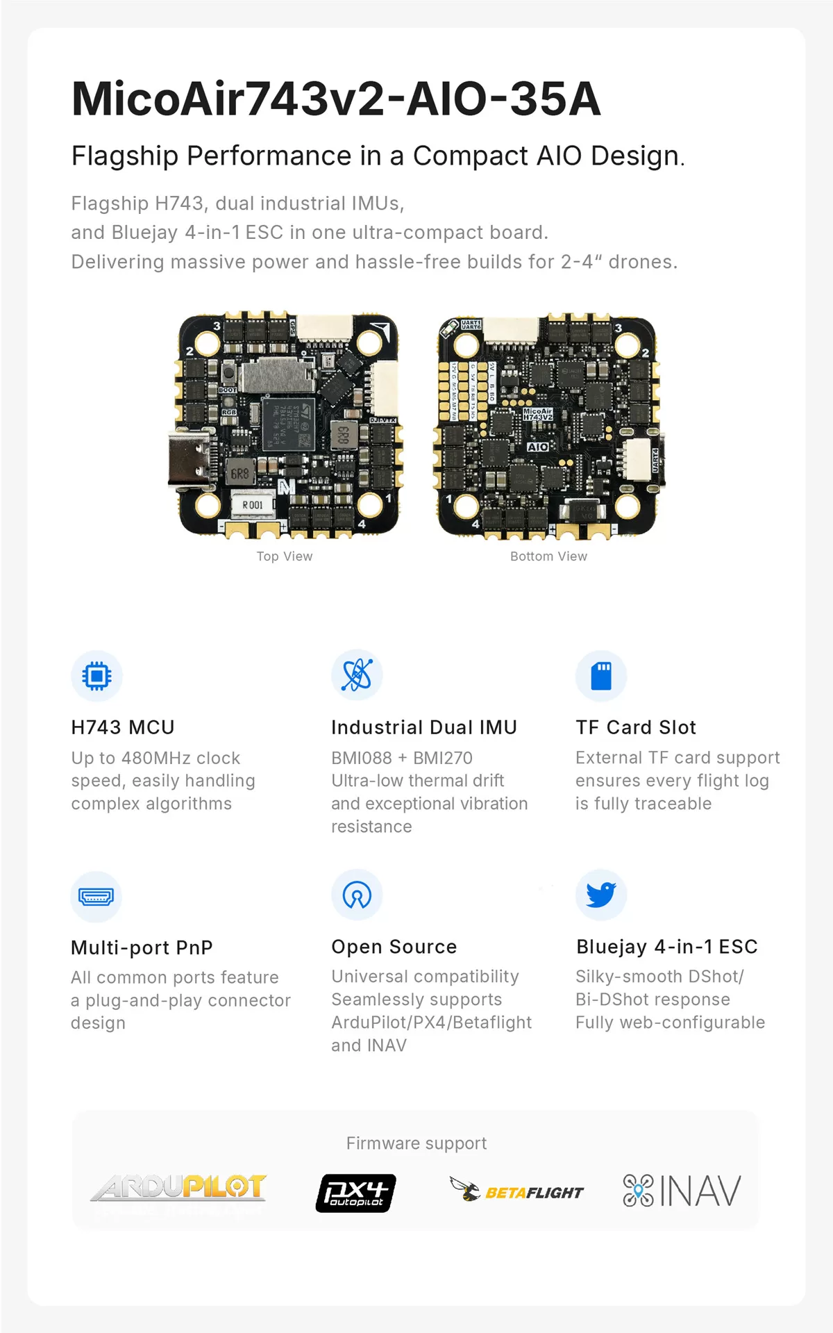 MicoAir743v2-AIO-35A integrated flight controller