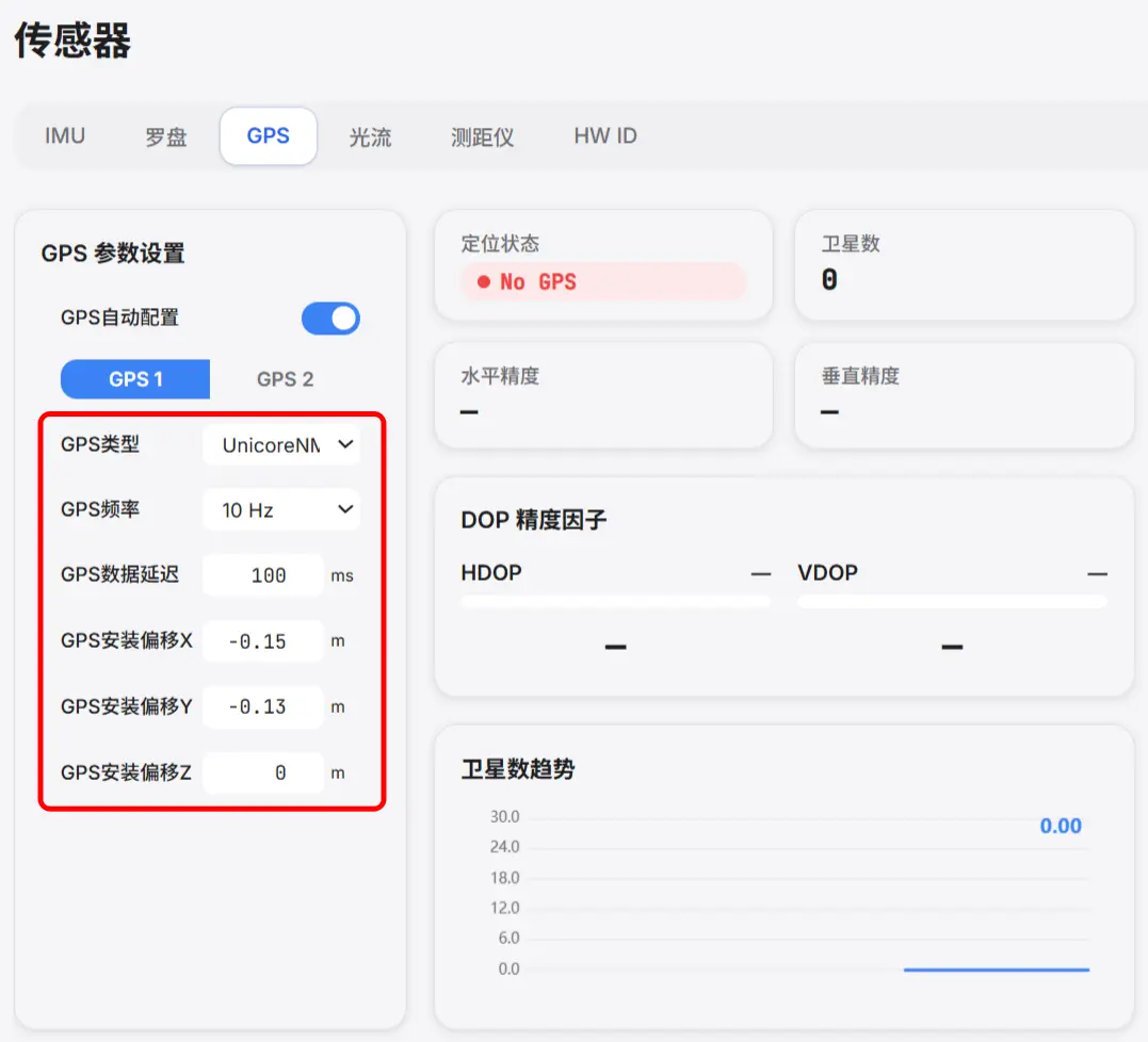 在 MicoConfigurator 中设置 ArduPilot 的 GPS 类型和安装偏移