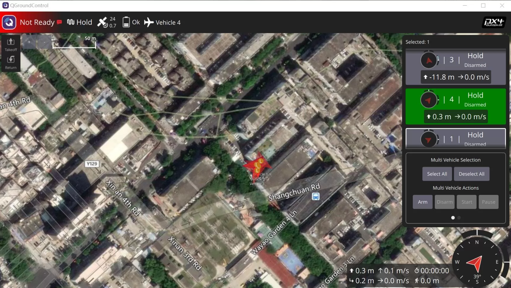 Four drones using PX4 and MicoAir-WiFi-Link